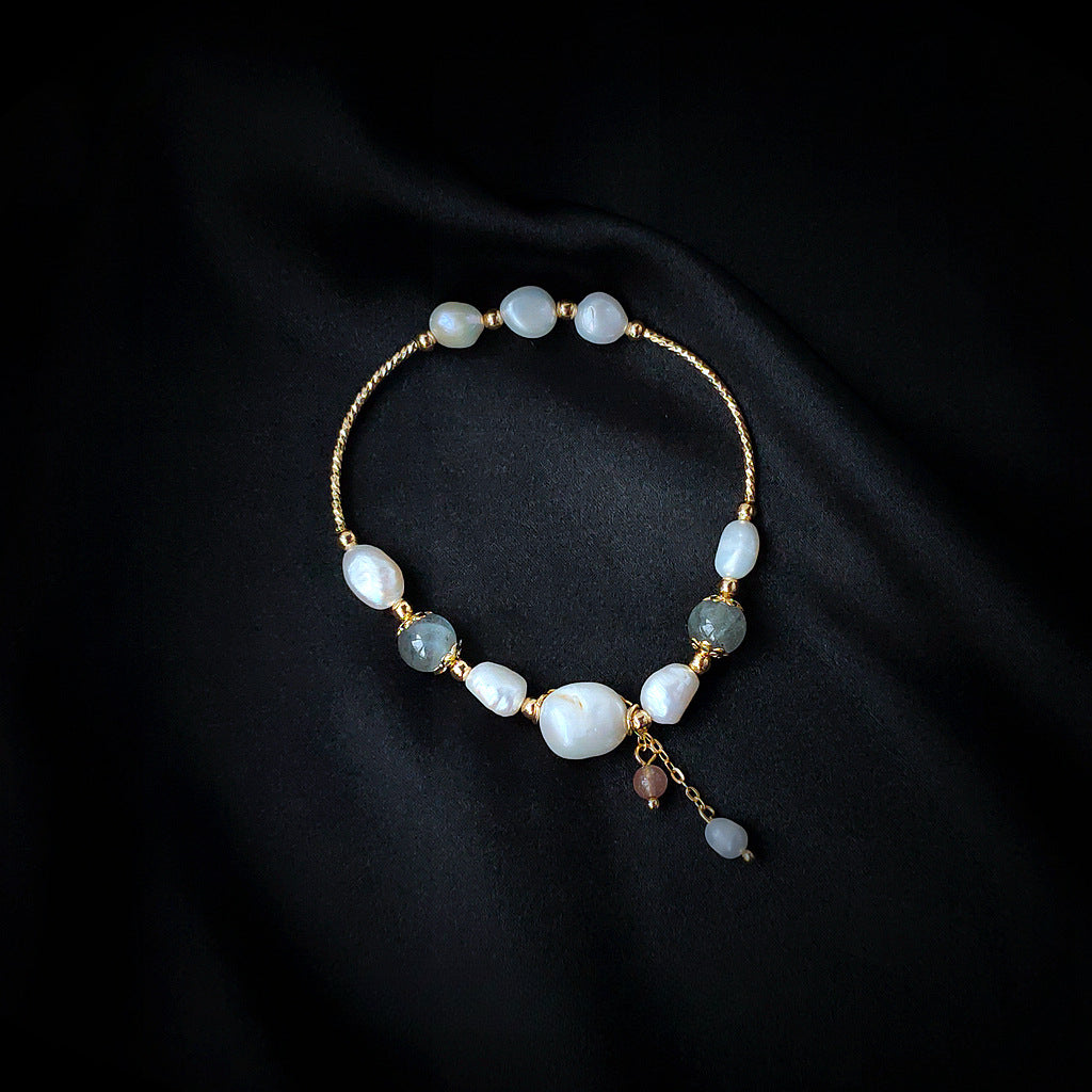Natural Moonstone Freshwater Pearl Bracelet