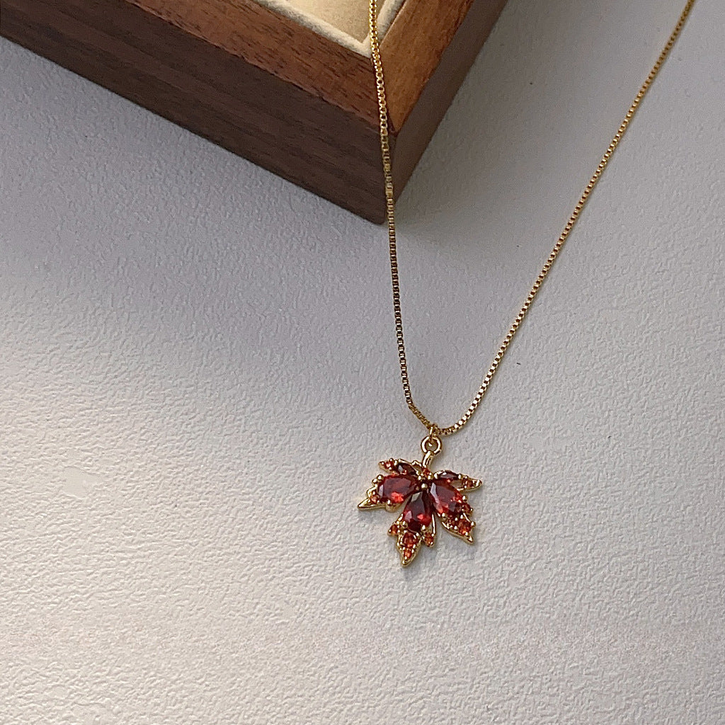 Sparkling Maple Leaf Necklace