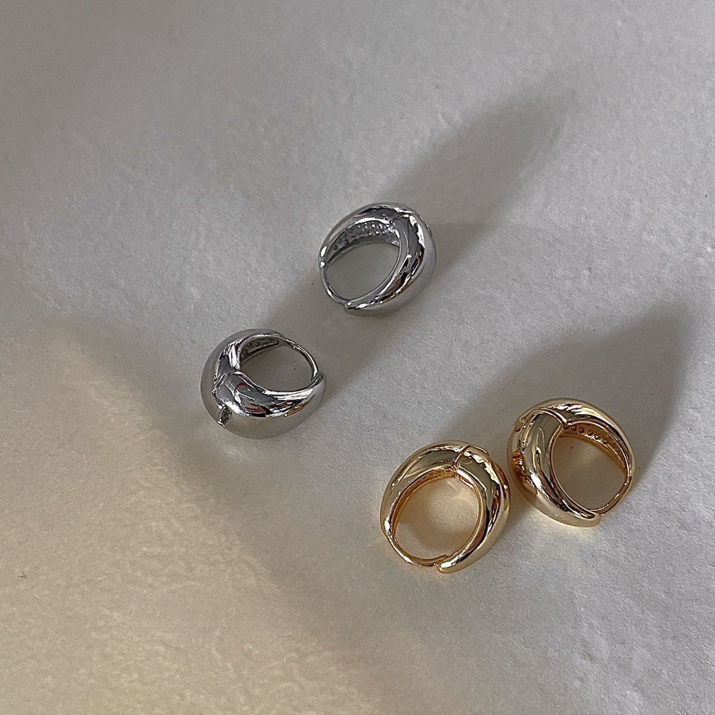 Advanced sense ~ French simple smooth plating 14K earrings daily metal earrings factory earrings wholesale New