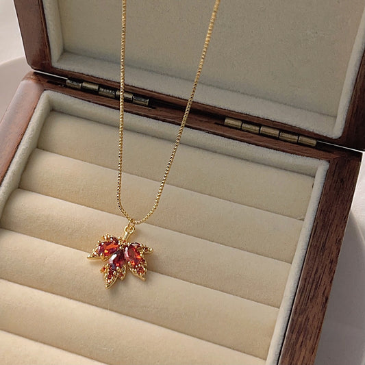 Sparkling Maple Leaf Necklace