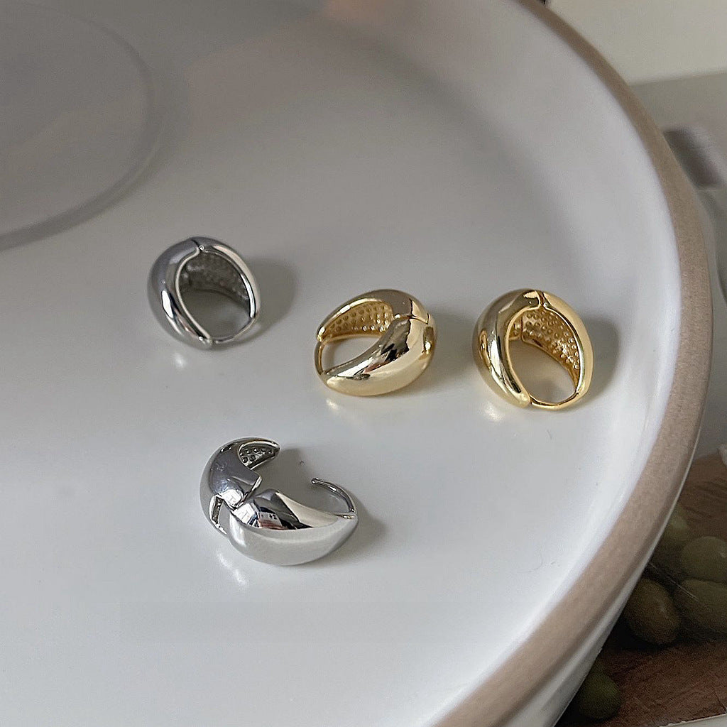 Advanced sense ~ French simple smooth plating 14K earrings daily metal earrings factory earrings wholesale New