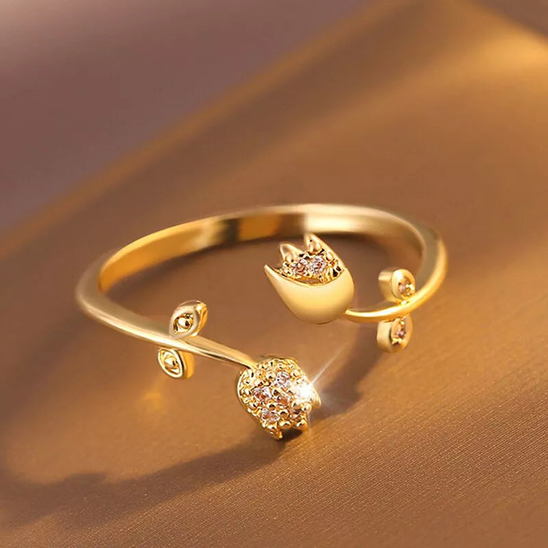 Sparkling Blossom Tulip Ring