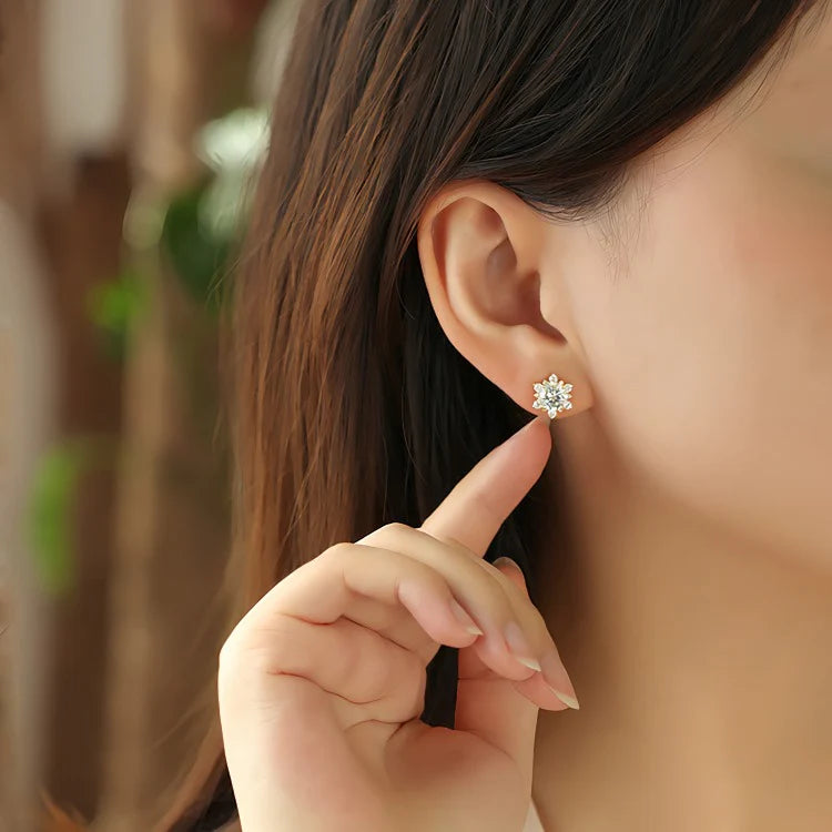 Dazzling Snowflake Stud Earrings