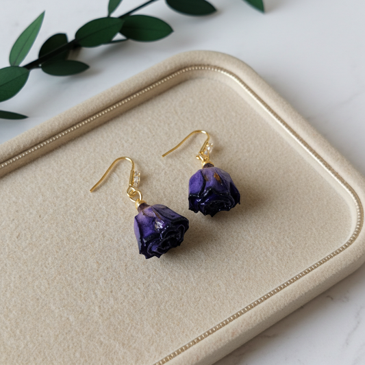 Purple Rosebuds Earrings