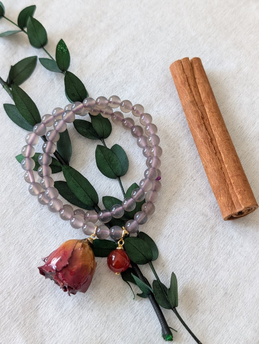 Real Rosebud & Lavender Amethyst Bracelet