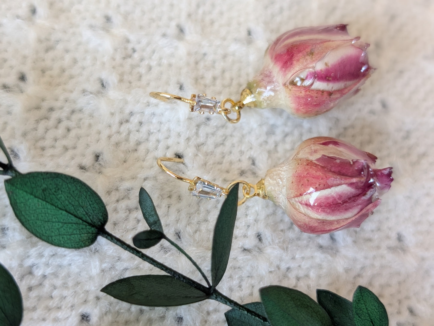 Real Pink Rosebuds Earrings
